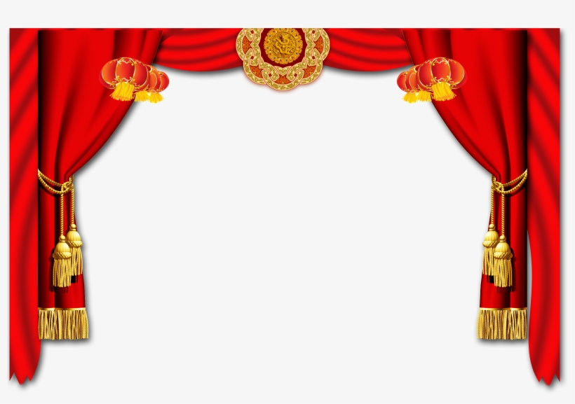 Curtain Clipart Big Red - New Year Border Design, transparent png