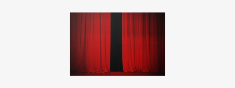 Red Curtain On Theater Or Cinema Stage Slightly Open - Curtain, transparent png
