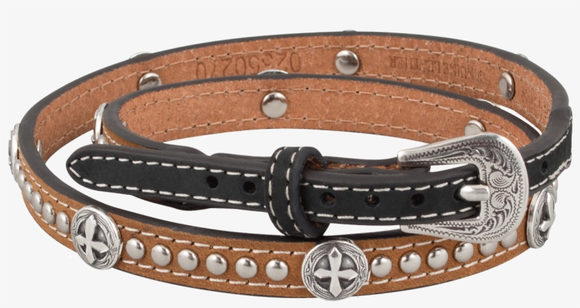 Cross Concho Studded Leather Hat Band - Hat, transparent png