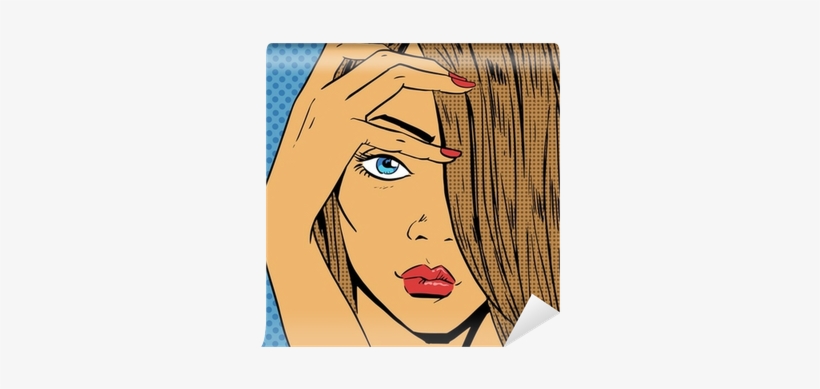 Face The Girl Looks Beautiful Pop Art Comics Retro - Comic Blonde, transparent png