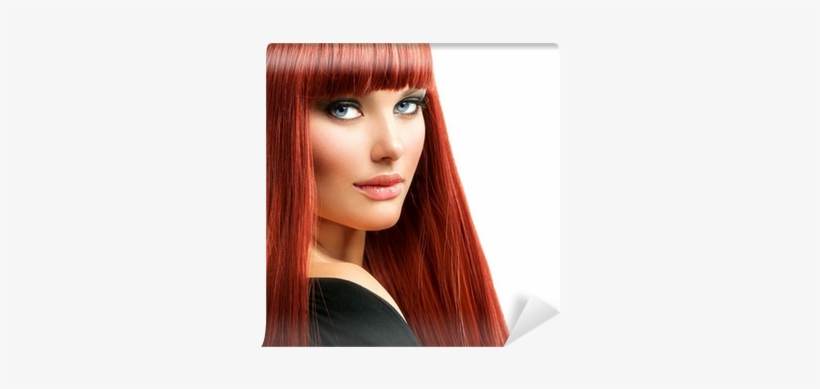 Red Hair Model Girl Face Wall Mural • Pixers® • We - Aroma Color Permanent Hair Color Cream 08 Mahogany, transparent png