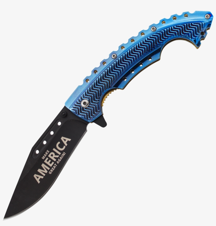 75" Trump Make America Great Again Blue Handle Black - Knife, transparent png