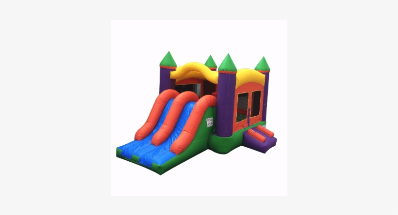 19' X 12' Dual Slide Rainbow Kids Combo Bounce House - Inflatable Castle, transparent png