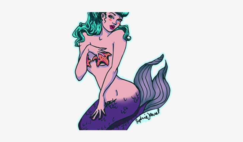 Mermaid Pinup Sticker - Illustration, transparent png