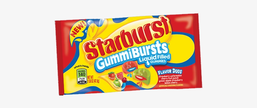 Starburst Gummibursts Flavor Duos Liqu - Starburst Gummibursts Liquid Filed Gummies, Variety, transparent png