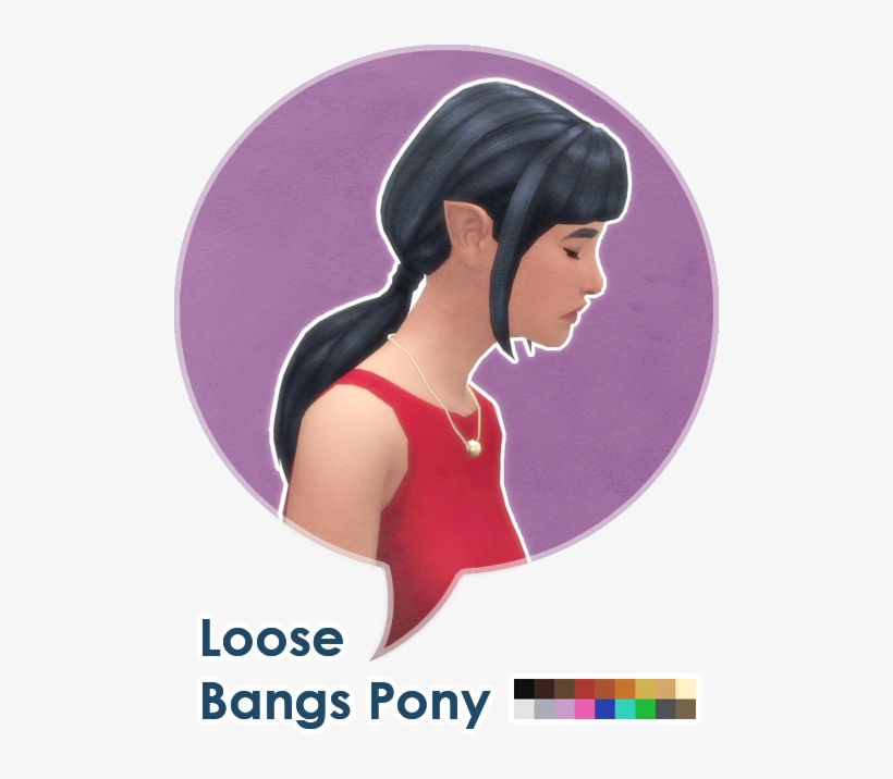 Loose Bangs Pony By Leh Gaming - Twin Tails Sims 4, transparent png