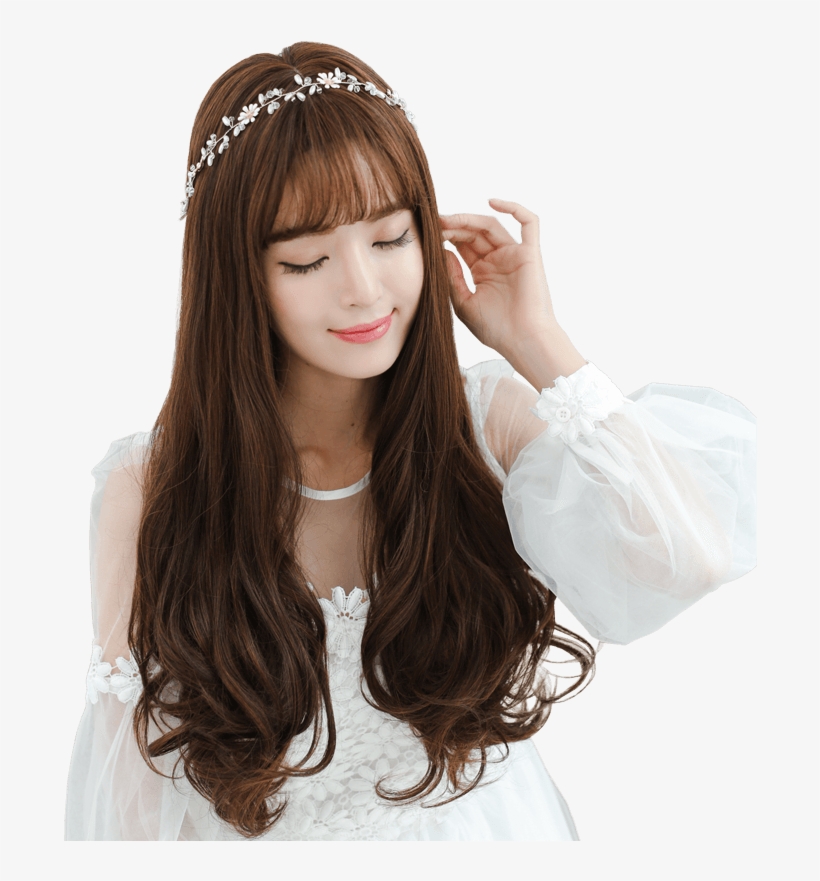 Funi Feir Fairily Wig Female Air Bangs Wig Long Curly - Bangs, transparent png