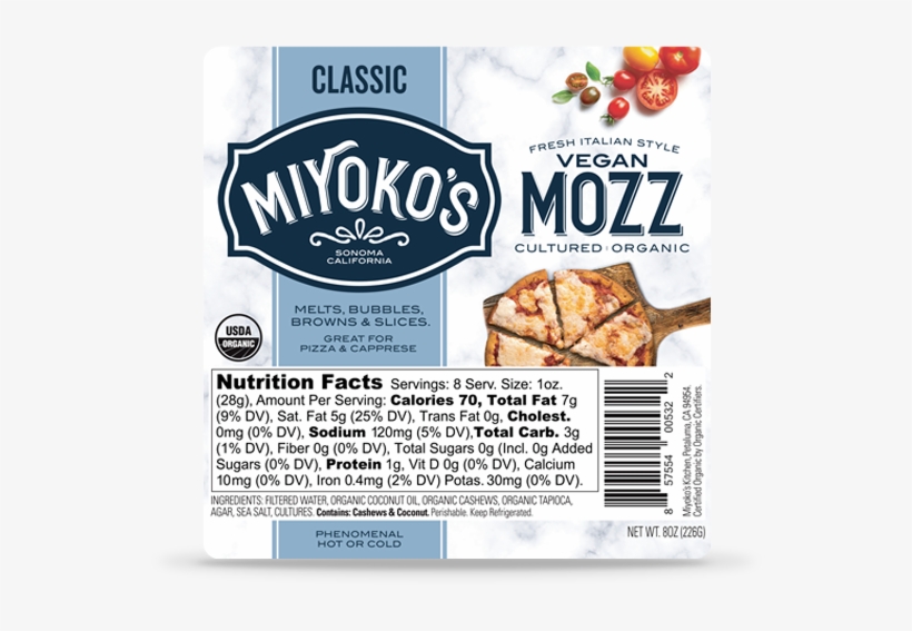 Fresh Vegan Mozzarella - Miyoko's Vegan Mozzarella Cheese, transparent png