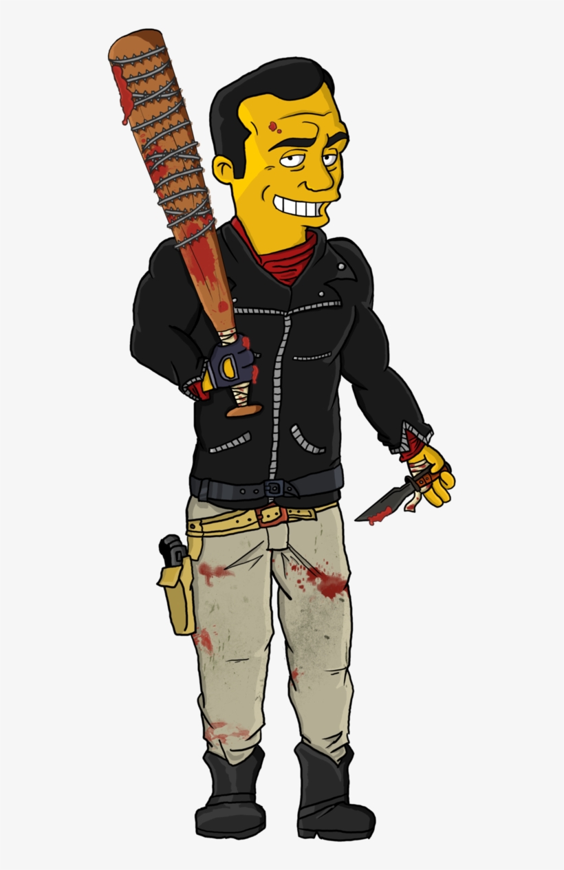 Twd Comics Negan And Lucille Simpsons Style By Thewalkerprieton - Walking Dead Negan Simpsons, transparent png