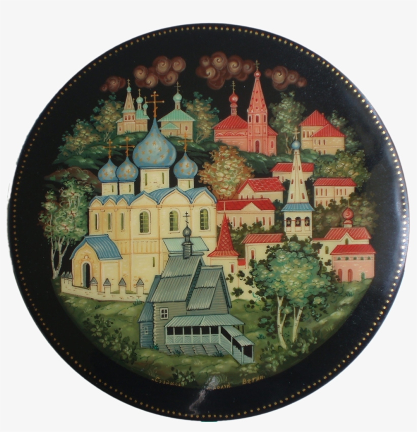 Laquered Box With A Kholuy Miniature, Depicting The - View Of Suzdal Town, Ethnic Russian Earrings, Wearable, transparent png