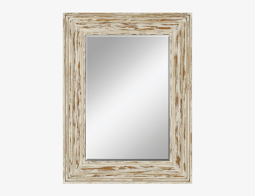 Bungalow Mirror - White Wood Distressed Mirror, transparent png