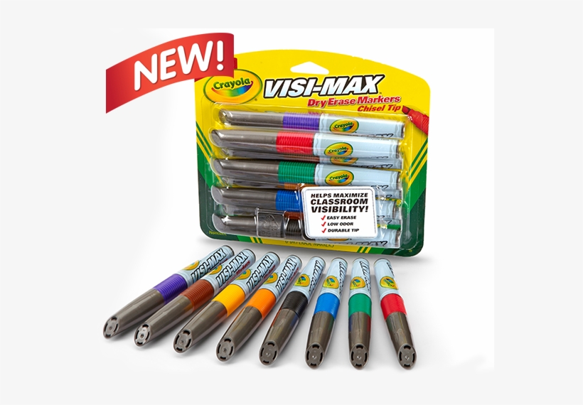 Maximize Classroom Visibility - Crayola - 8 Visi-max Dry Erase Markers, transparent png