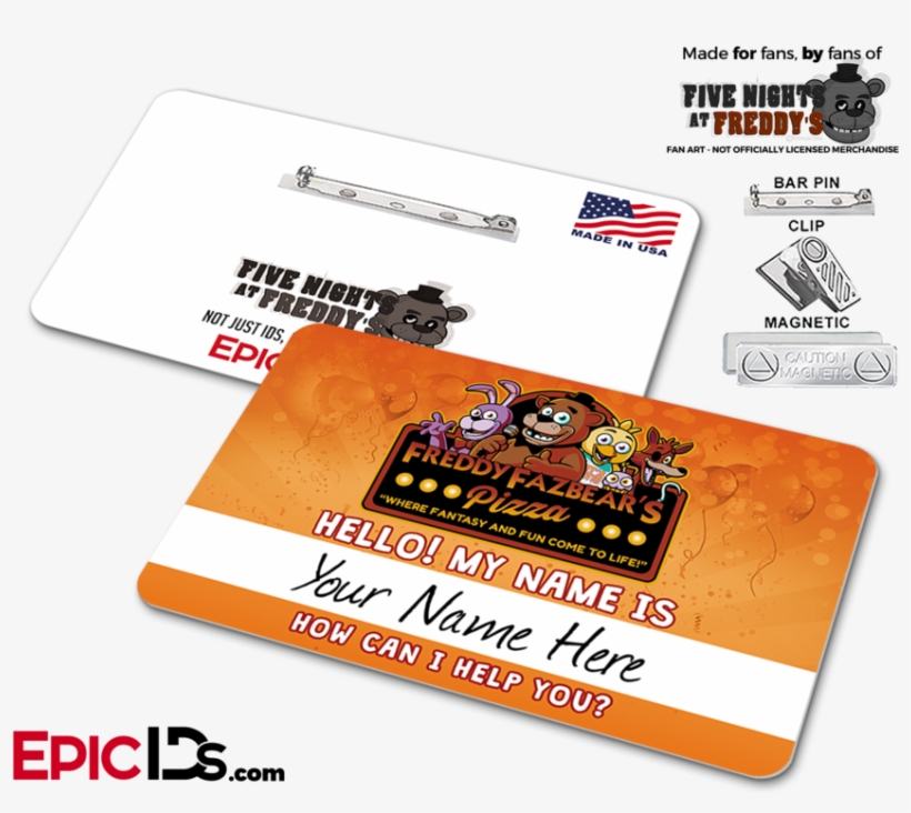 Freddy Fazbear's Pizza Fnaf Employee Name Badge - Five Nights At Freddys, transparent png