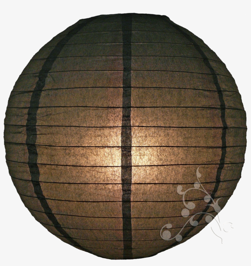 14' Black Round Paper Lantern, Even Ribbing, Hanging, transparent png