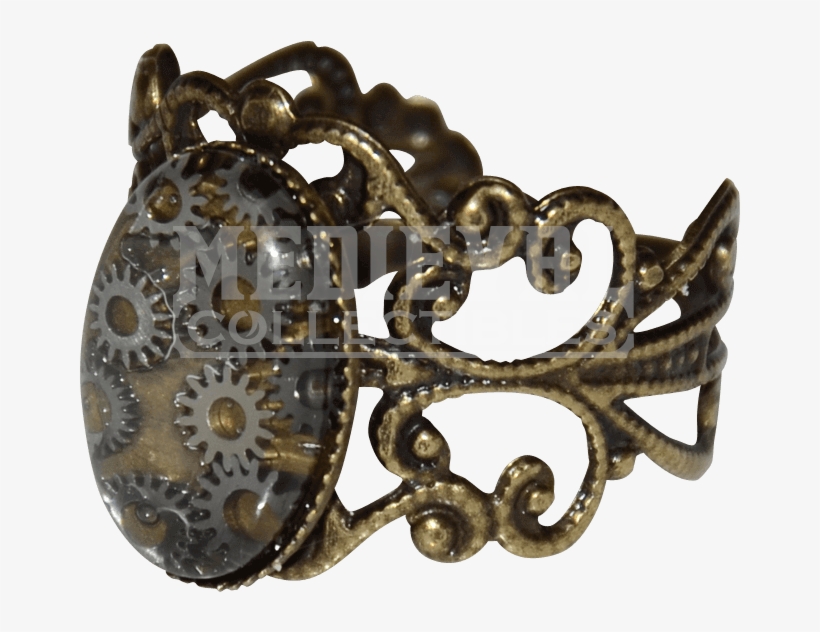 "victorian Steampunk Gear Ring", transparent png