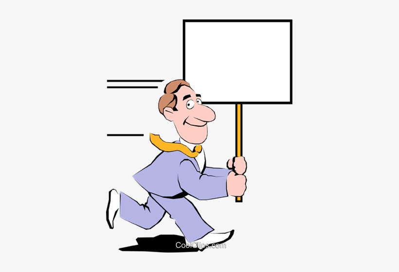 Cartoon Man With Placard Royalty Free Vector Clip Art - Cartoon Man, transparent png