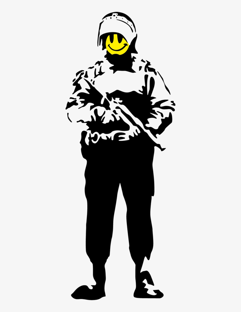 Banksy Riot Guard Wall Sticker - Banksy Smiley Cop, transparent png