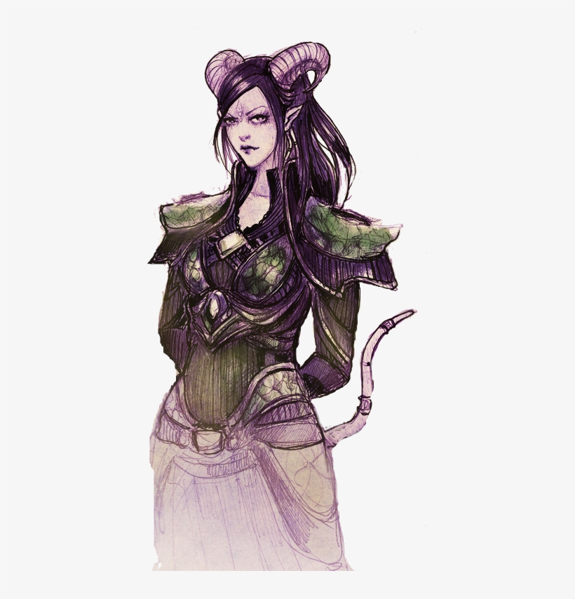Pin By Rachel Kerner On Character Portraits - Tiefling With Purple Hair, transparent png