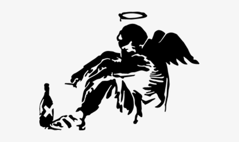 Banksy Sticker Art Messages Sticker-11 - Banksy Fallen Angel Stencil, transparent png