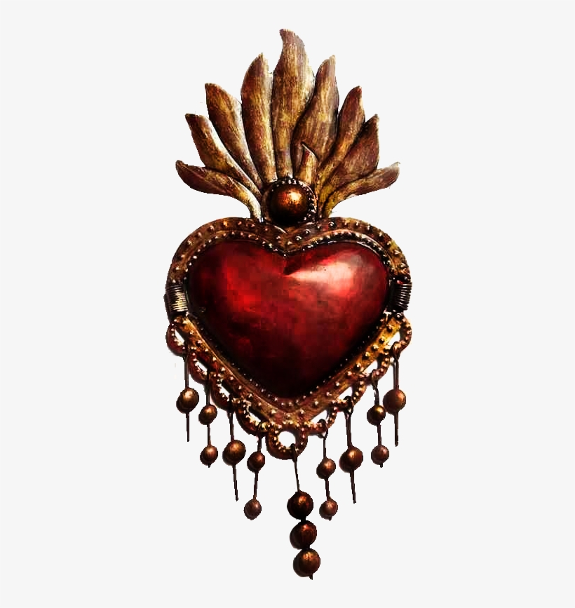 Sacred Heart - Flaming Heart Mexican, transparent png