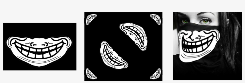 Black Black And White Font - Troll Face Bandana, transparent png