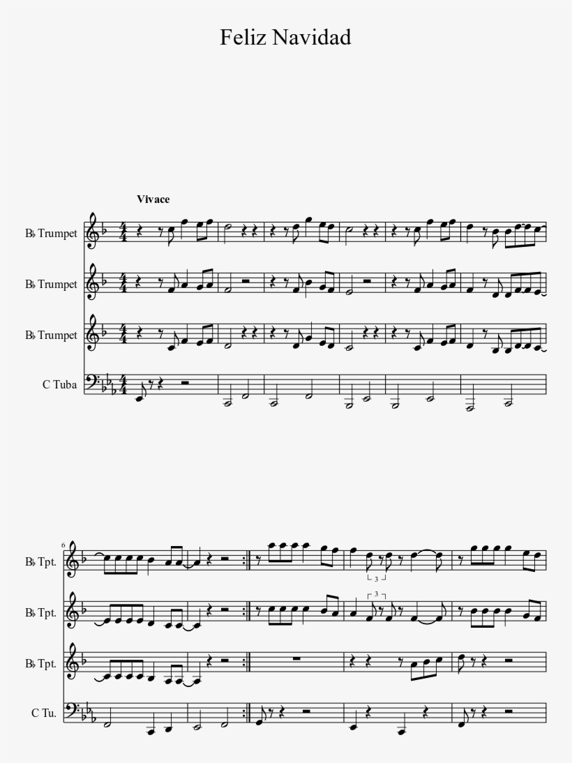 Feliz Navidad Sheet Music 1 Of 2 Pages - Beach Boys Good Vibrations Score, transparent png