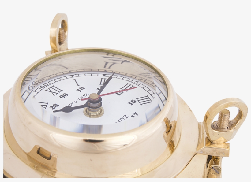 Porthole Clock - Brass, transparent png