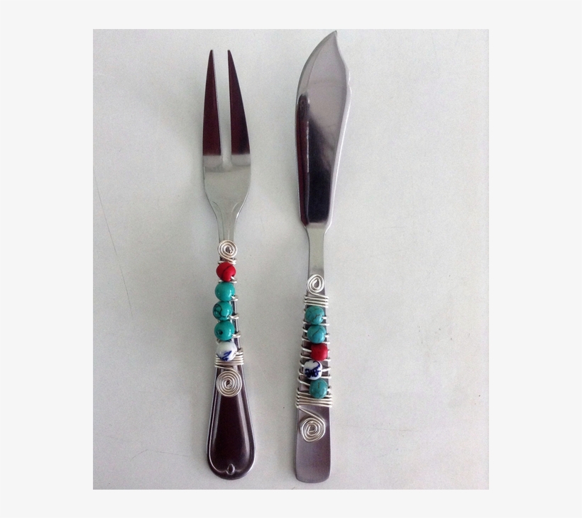 Beaded Fork & Knife - Knife, transparent png