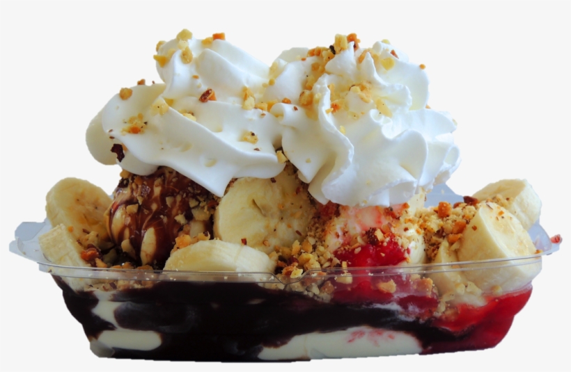 Deep Fried Bananas & Ice Cream Png - Qt Frozen Yogurt Banana Split, transparent png