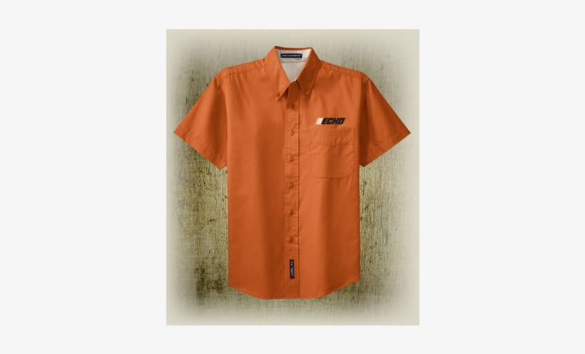 Orange Short Sleeve Button Down, transparent png
