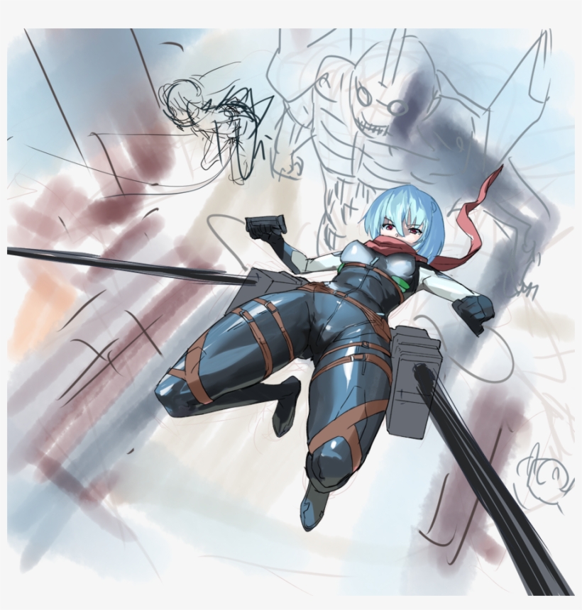 Original) Loading Ayanami Rei - Attack On Titan Vs Evangelion Art, transparent png