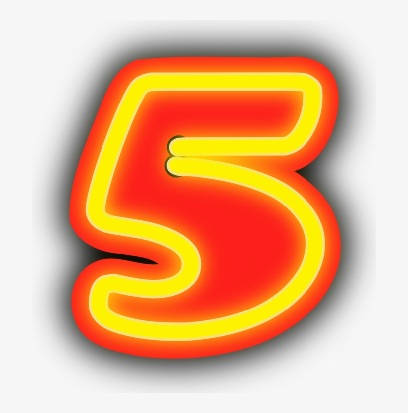 Line Art Number Numeral System Computer Icons - Neon 5 Png, transparent png