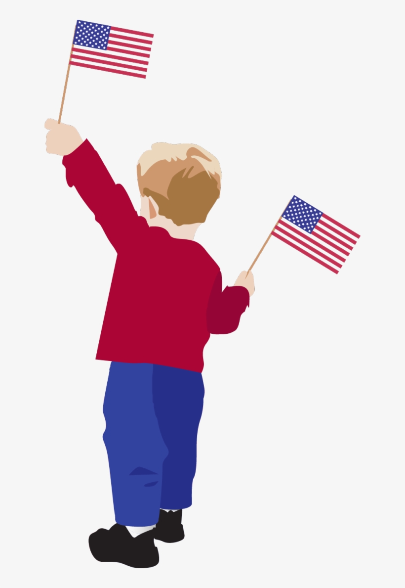 Little Boy With Flags - All American Boy Transparent Clipart, transparent png