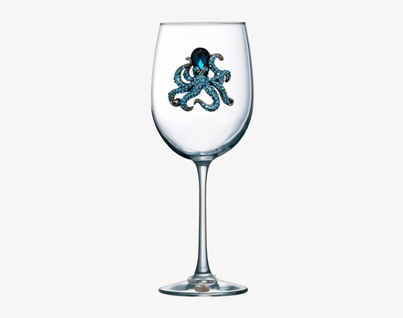 Octopus Jeweled Stemmed Wine Glass With Wine Charm - Etched Wedding Wine Glasses Bride And Groom, transparent png