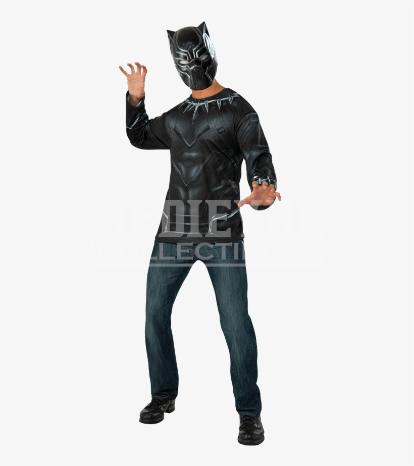 Adult Black Panther Costume Top And Mask Set - Black Panther Costume Adults, transparent png