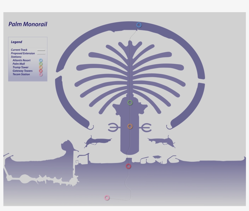 Palm Monorail Map4copy - Palm Monorail Station Map, transparent png