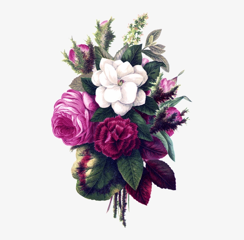 Flower Bouquet Pink Flowers - Watercolor Border Flower Background, transparent png