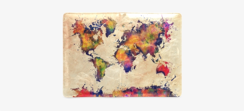 World Map Custom Notebook A5 - World Map Green Splash Canvas Print - Small, transparent png