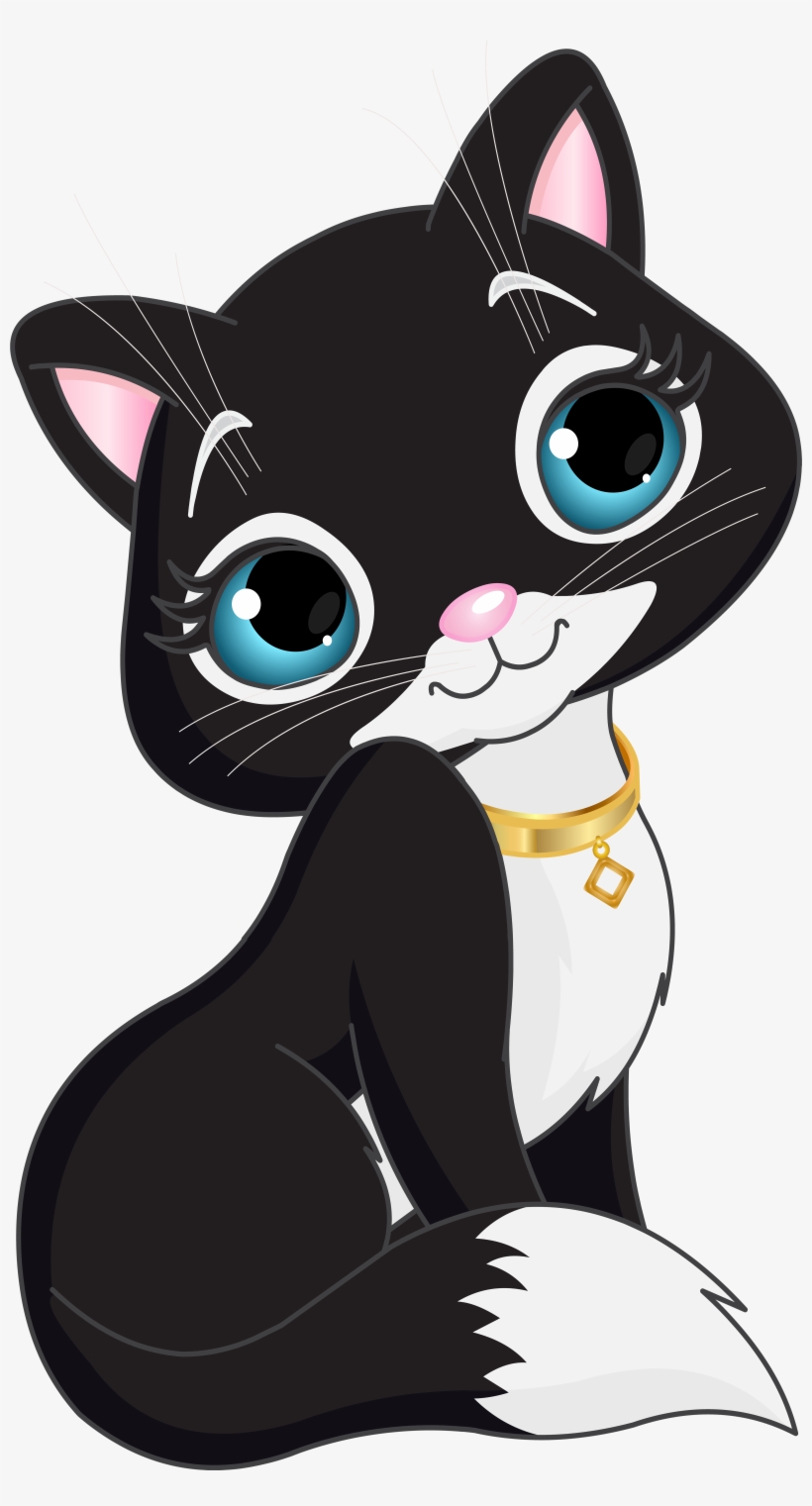 Cartoon Kitten Png Jpg Library Library - Black Kitten Cartoon, transparent png