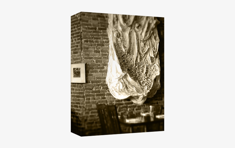 Farmer's Cafe Brick Wall And Draped Wall Hanging Vintage - Relief, transparent png