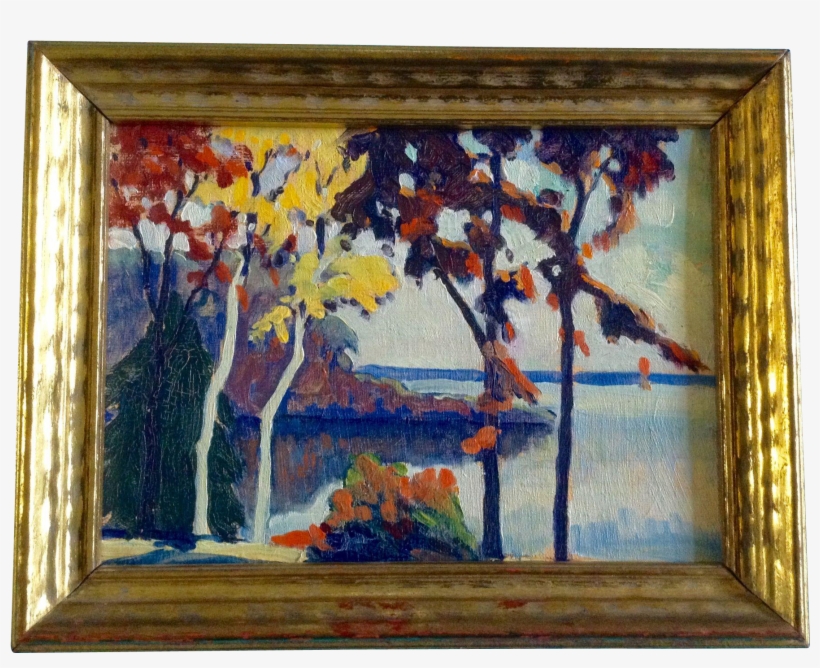 Hudson River Scene, Upstate New York, 1920's Original - Painting, transparent png