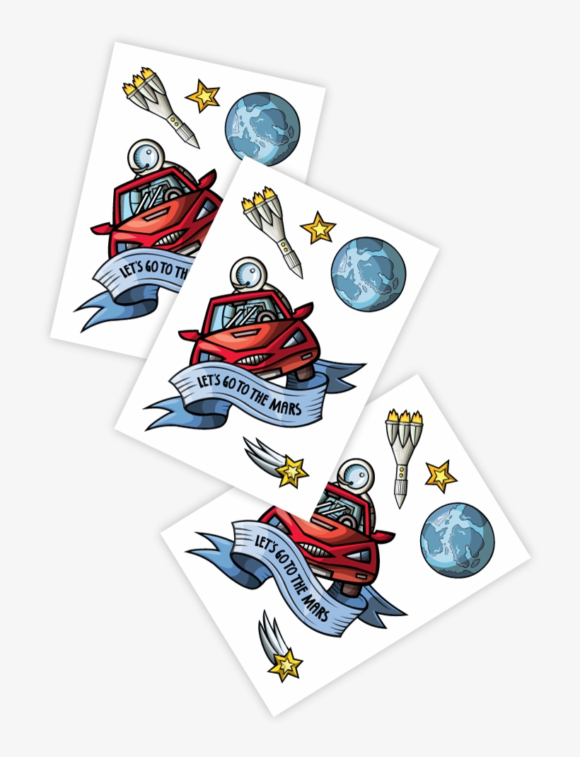 High Quality Temporary Tattoos «let's Go To The Mars» - Cartoon, transparent png