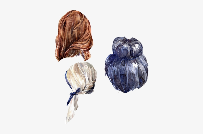 Drawing Hairstyle Watercolor Painting Illustration - Watercolour Hair, transparent png