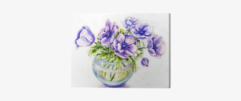Spring Flowers In Vase, Watercolor Illustration Canvas - Drewniana Taca Zdobiona Kwiatami I Napisami, transparent png