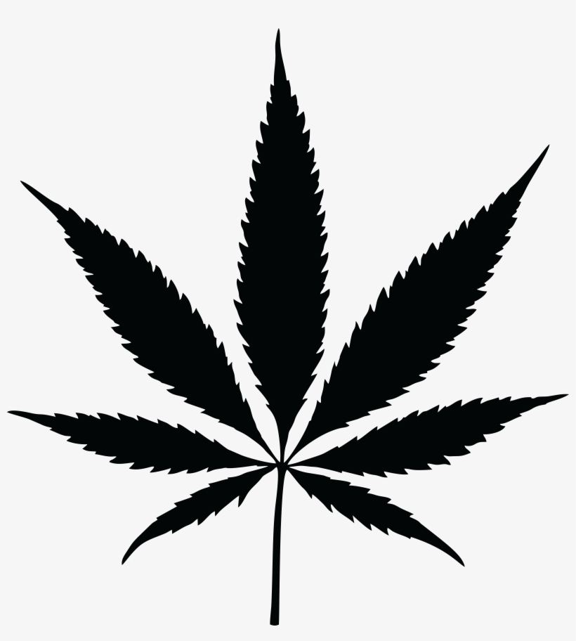 Free Clipart Of A Black Silhouetted Cannabis Pot Leaf - Marijuana Silhouette, transparent png