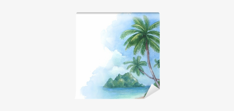 Watercolor Illustration Of The Tropical Beach Wall - Arc Of Lark - Simon Peter - Download, transparent png