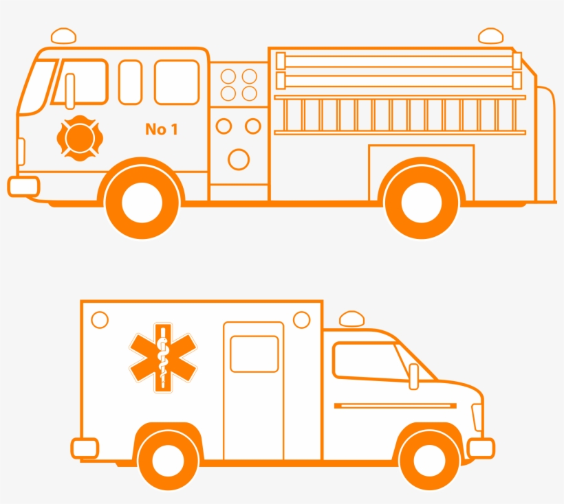 Fire Truck Clipart Ems - Ambulance And Fire Truck Clip Art, transparent png