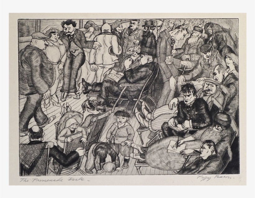 Peggy Bacon , The Promenade Deck, 1920 (flint 47), - Peggy Bacon Art, transparent png