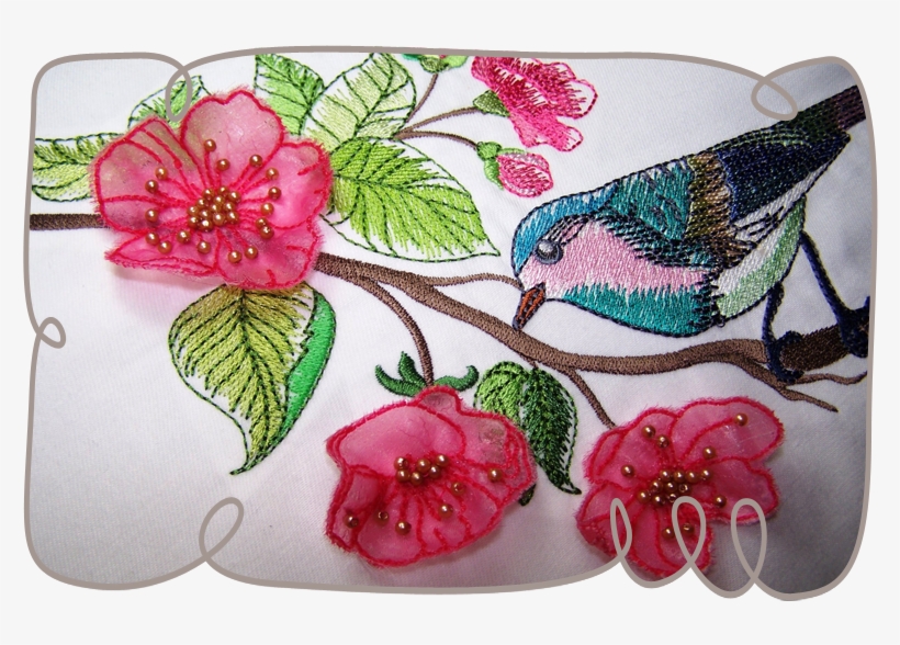 Watercolor Bird With 3d Blossoms - Strawberry, transparent png