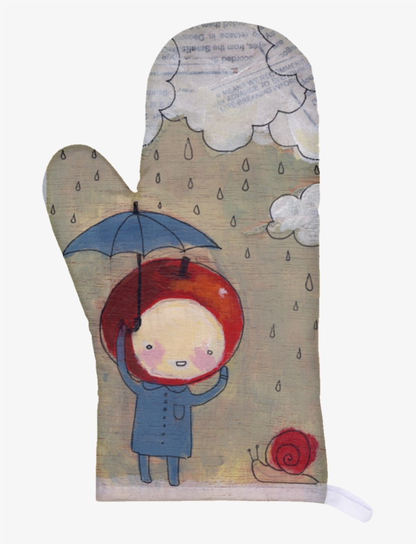 Apple Head App Rain Oven Mitt - Painting, transparent png